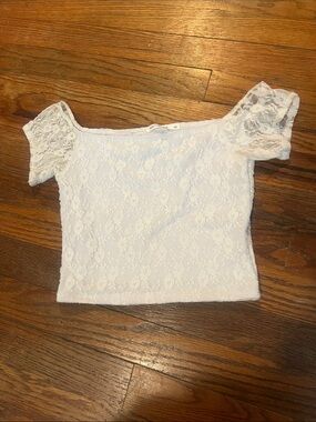 White Lace Off-Shoulder Crop Top